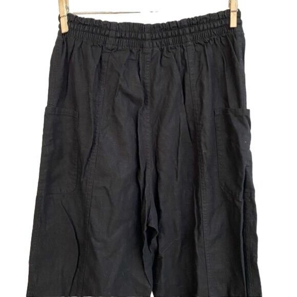 Jaquline Design Black Studio Linen Pants With Pockets and Draw Strig Lounge Pant - Picture 8 of 9